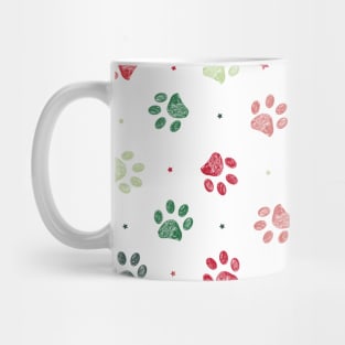 Christmas colored paw prints Mug